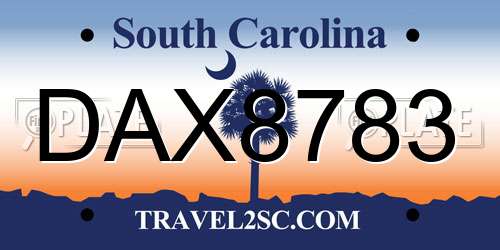 DAX8783 South Carolina License Plate