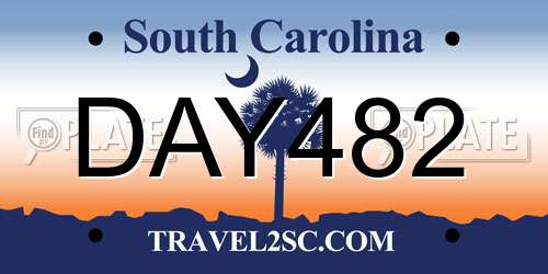 DAY482 South Carolina License Plate