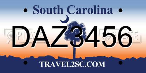 DAZ3456 South Carolina License Plate