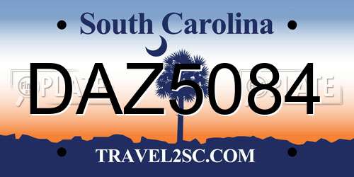 DAZ5084 South Carolina License Plate