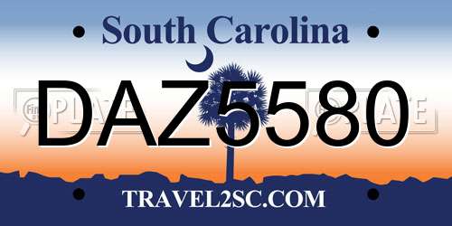 DAZ5580 South Carolina License Plate