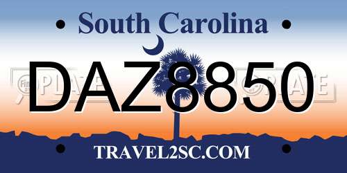 DAZ8850 South Carolina License Plate