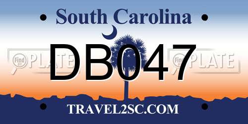 DB047 South Carolina License Plate