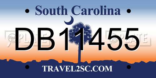 DB11455 South Carolina License Plate