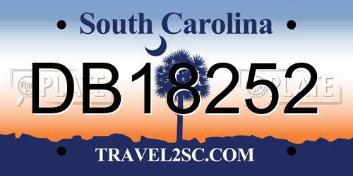 DB18252 South Carolina License Plate