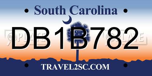 DB1B782 South Carolina License Plate
