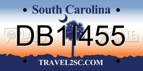 DB1I455 South Carolina License Plate