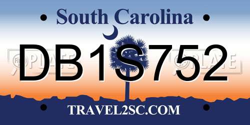 DB1S752 South Carolina License Plate