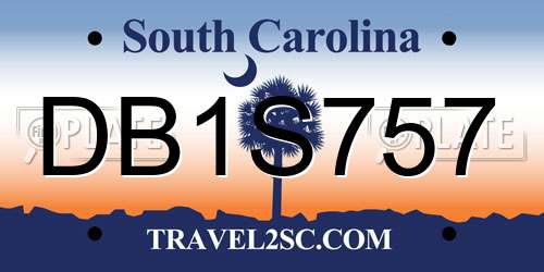 DB1S757 South Carolina License Plate