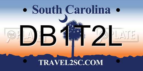 DB1T2L South Carolina License Plate
