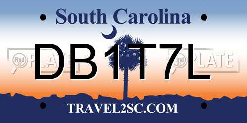 DB1T7L South Carolina License Plate