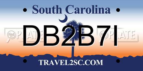DB2B7I South Carolina License Plate