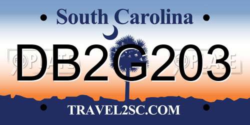 DB2G203 South Carolina License Plate