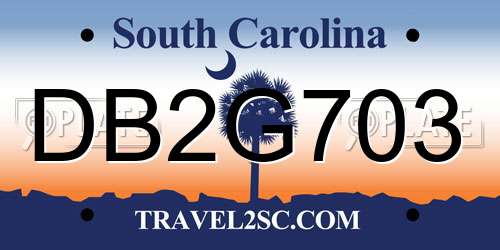 DB2G703 South Carolina License Plate