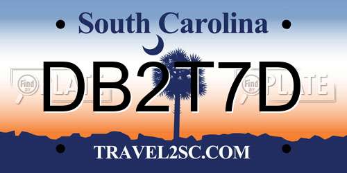 DB2T7D South Carolina License Plate