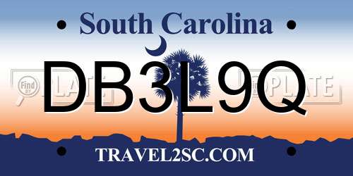 DB3L9Q South Carolina License Plate
