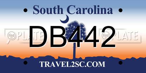 DB442 South Carolina License Plate