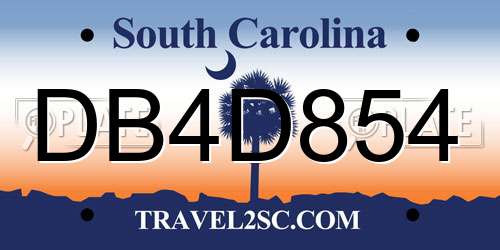 DB4D854 South Carolina License Plate