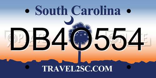 DB4O554 South Carolina License Plate