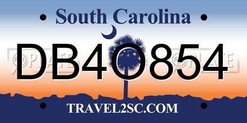 DB4O854 South Carolina License Plate