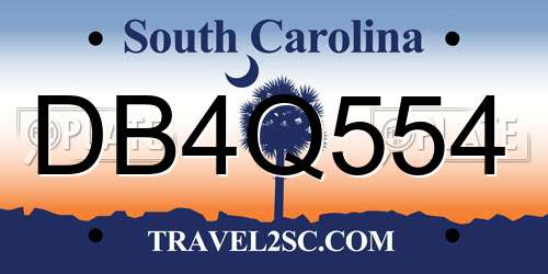 DB4Q554 South Carolina License Plate