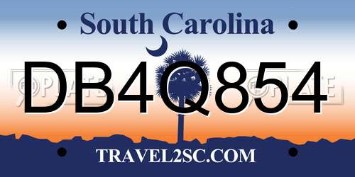 DB4Q854 South Carolina License Plate
