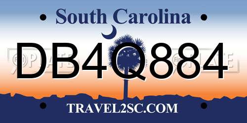 DB4Q884 South Carolina License Plate