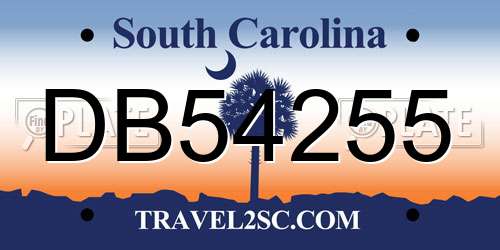 DB54255 South Carolina License Plate