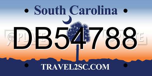 DB54788 South Carolina License Plate