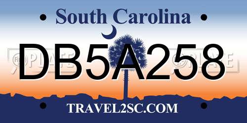 DB5A258 South Carolina License Plate