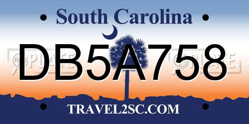 DB5A758 South Carolina License Plate