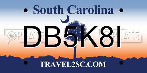 DB5K8I South Carolina License Plate
