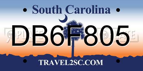 DB6F805 South Carolina License Plate
