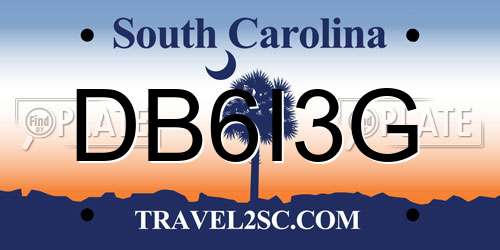 DB6I3G South Carolina License Plate