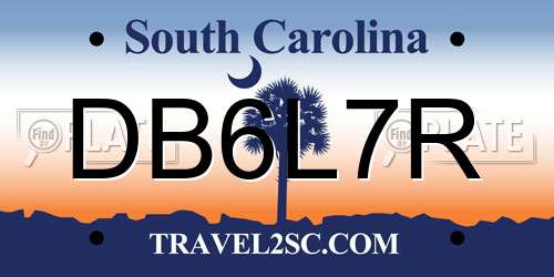 DB6L7R South Carolina License Plate