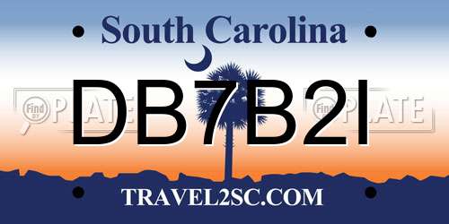 DB7B2I South Carolina License Plate