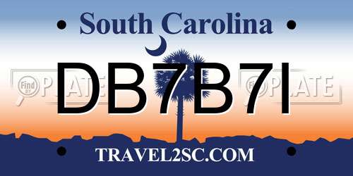 DB7B7I South Carolina License Plate