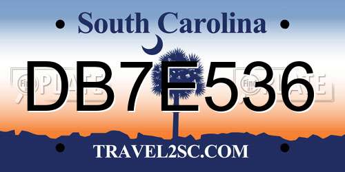 DB7E536 South Carolina License Plate