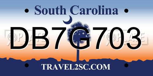 DB7G703 South Carolina License Plate