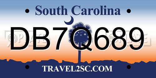 DB7Q689 South Carolina License Plate