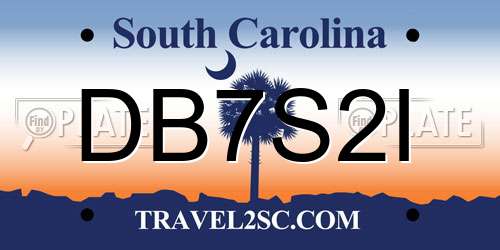 DB7S2I South Carolina License Plate