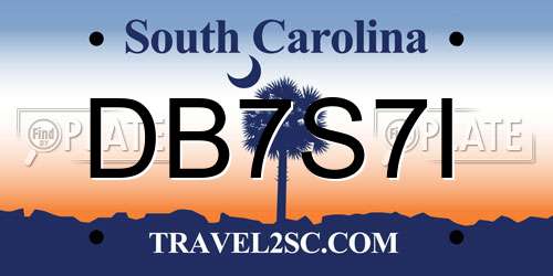 DB7S7I South Carolina License Plate