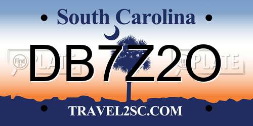 DB7Z2O South Carolina License Plate