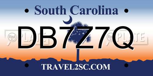 DB7Z7Q South Carolina License Plate