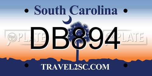 DB894 South Carolina License Plate