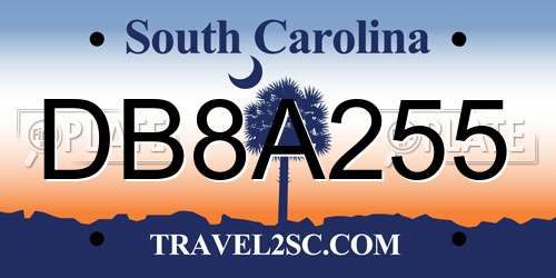 DB8A255 South Carolina License Plate