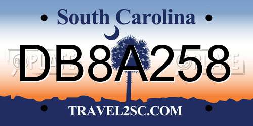 DB8A258 South Carolina License Plate