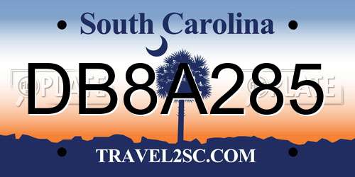 DB8A285 South Carolina License Plate