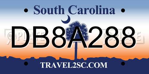 DB8A288 South Carolina License Plate