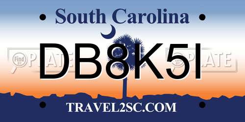 DB8K5I South Carolina License Plate